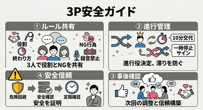 3Pプレイを安全に楽しむポイントをまとめた独自の図解