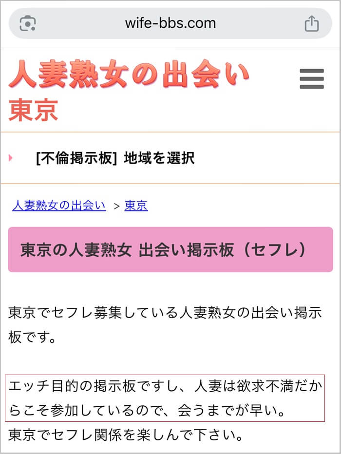 嘘の宣伝をしている熟女掲示板