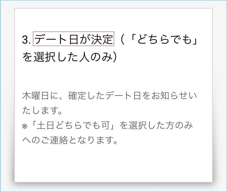 デートする日時の決定通知