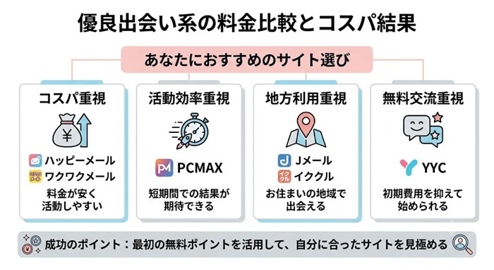 優良出会い系の料金比較とコスパを徹底比較