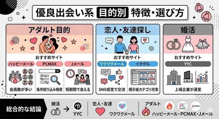 優良出会い系の目的別で見る特徴と選び方