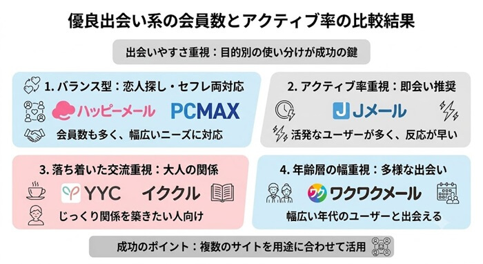 優良出会い系の会員数とアクティブ率の検証結果