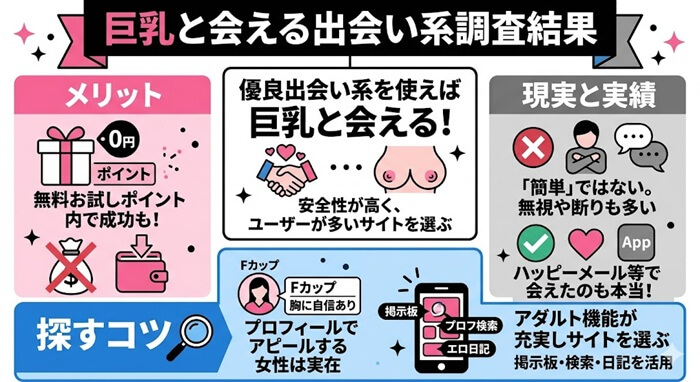 巨乳出会いの調査結果をまとめた独自の図解