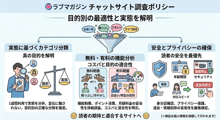 ラブマガジンのチャットサイト調査ポリシー