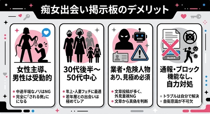 痴女掲示板のデメリットをまとめた図解