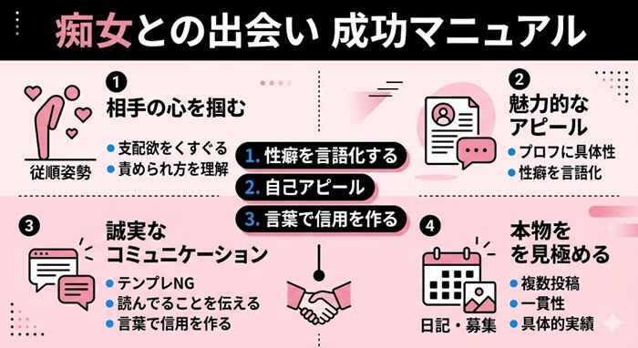 痴女との出会いを成功させる方法をまとめた独自の図解