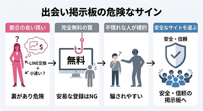 出会い掲示板における危険なサイン
