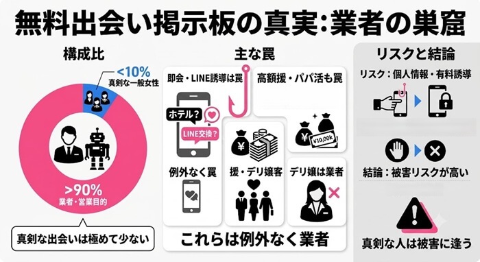 無料の出会い掲示板は業者だらけである証拠と理由