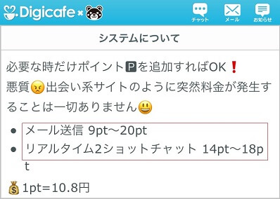 デジカフェのチャット料金
