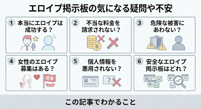 エロイプ募集掲示板に対する不安や疑問