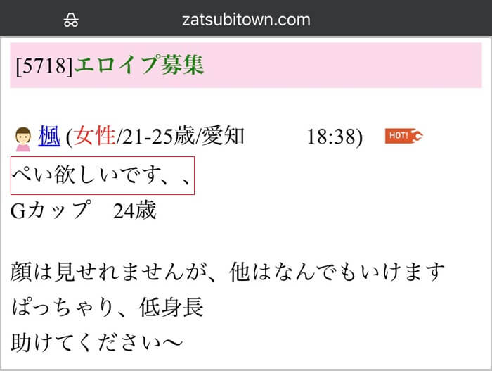 エロイプ募集でペイペイを要求している女性がいる証拠