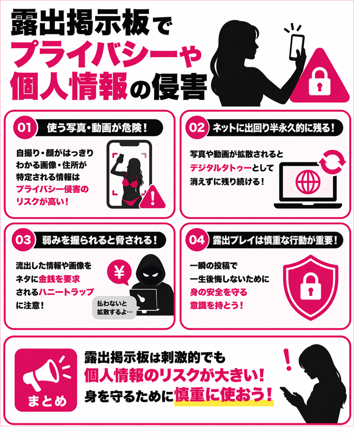 露出掲示板でプライバシーや個人情報の侵害に対する注意喚起