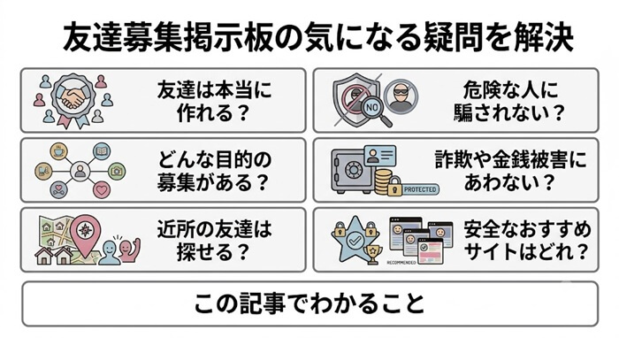 この記事で解決できる友達募集掲示板の疑問と実態
