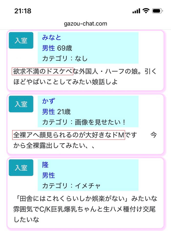 真・画像チャットのユーザーがエロ目的である証拠