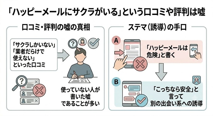 「ハッピーメールにサクラがいる」という口コミや評判の真実