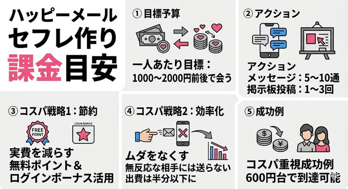 ハッピーメールでセフレを作る課金目安の独自図解