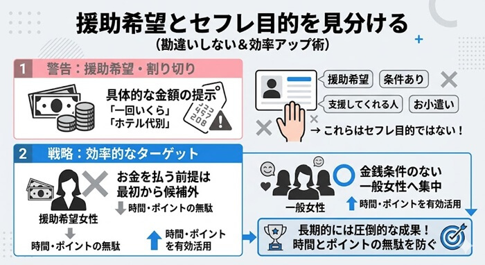 援助希望をセフレ目的を見分ける方法