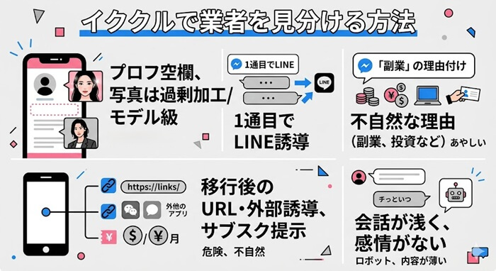 イククルでライン業者を見分ける具体的な方法