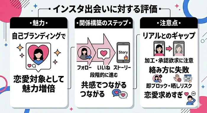 インスタ出会いに対する評価をまとめた独自の図解
