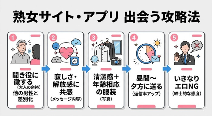 熟女サイト・アプリで出会う具体的な攻略法