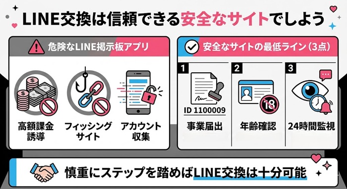 LINE交換できる信頼できる安全性の高いサイトの条件