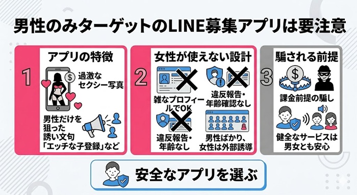 男性のみターゲットにしているLINE募集アプリが危険な理由と根拠