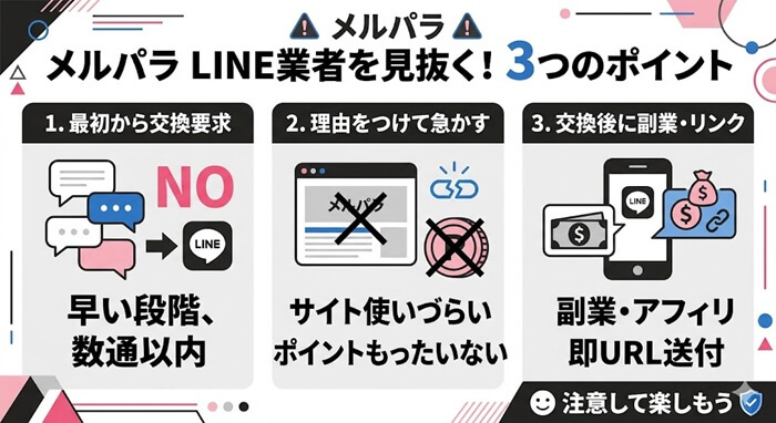 メルパラでライン交換してくる業者の特徴