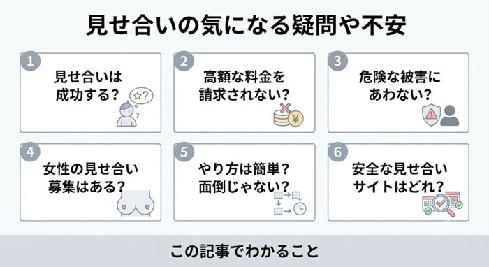 この記事で解決できる見せ合いに関する疑問や不安