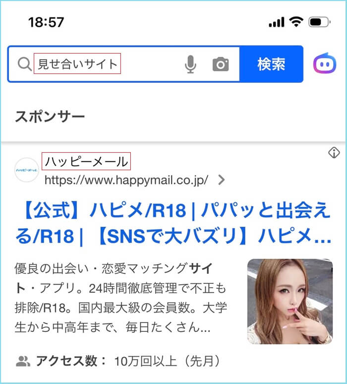 見せ合いサイトで検索した証拠