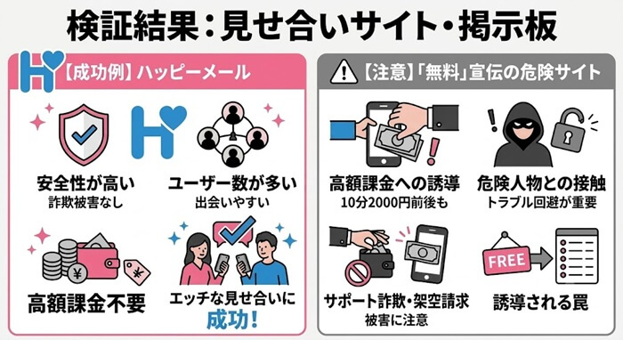 見せ合いサイト・掲示板の検証結果
