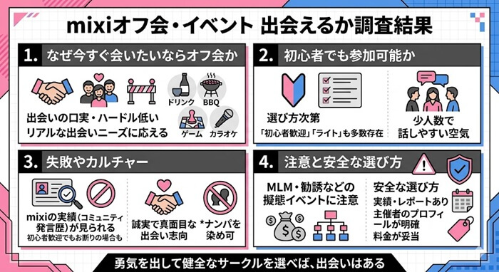 mixiのオフ会・イベントから出会えるか調査した結果