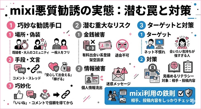 mixiの悪質勧誘や誘導の実態と対策