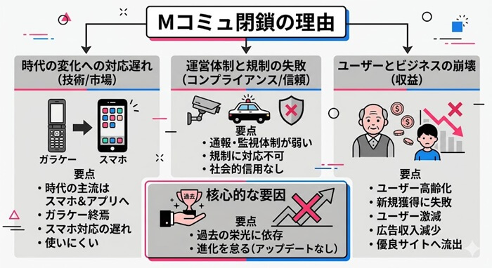Mコミュが閉鎖した理由をまとめた独自の図解