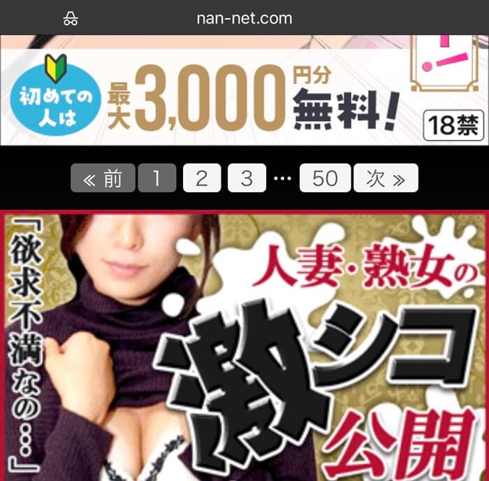 ナンネットのサイト内の広告が邪魔すぎる証拠