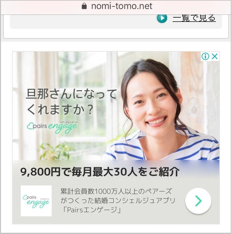 ノミトモのサイト内に張られてある広告