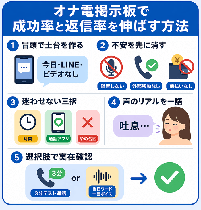 オナ電成功法をまとめた独自の図解