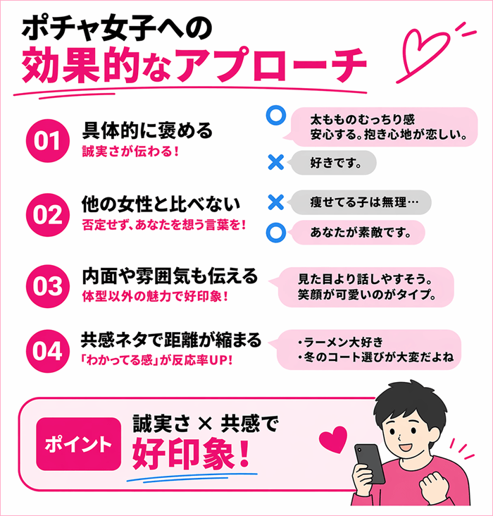 ポチャ女子への効果的なアプローチの具体的なやり方