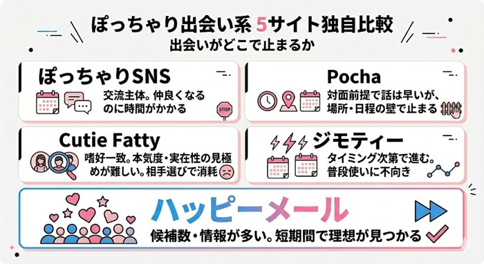 ぽっちゃり掲示板5サイトを独自に比較した図解