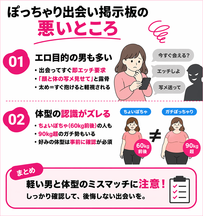 ぽっちゃり出会い掲示板の悪いところをまとめた図解