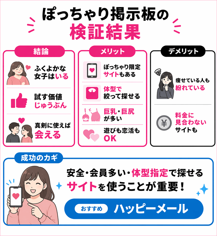 ぽっちゃり掲示板の検証結果をまとめた独自の図解