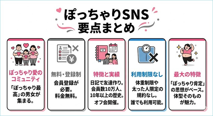 ぽっちゃりSNSについてまとめた独自の図解