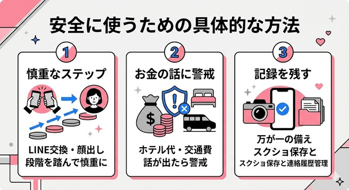 安全に使うための具体的な方法をまとめたオリジナルの図解