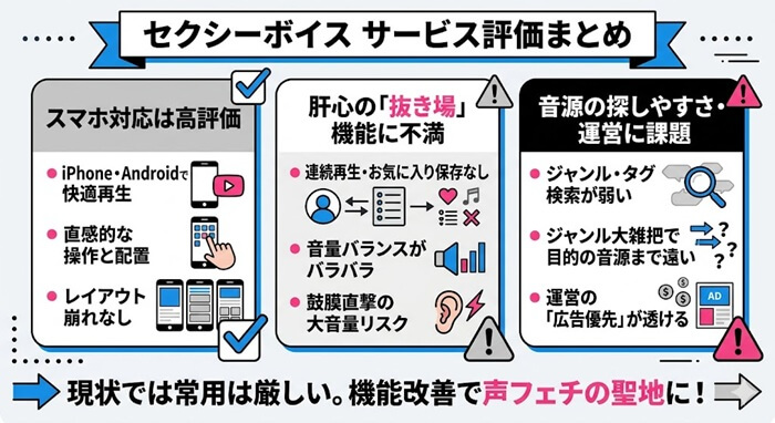 セクシーボイスに対する不満や率直な感想