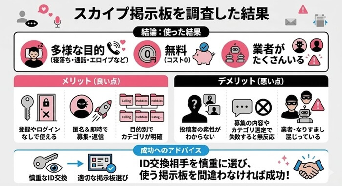 スカイプ掲示板の調査結果をまとめた図解