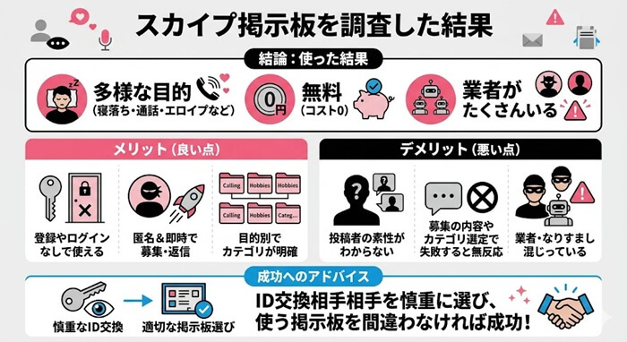 スカイプ掲示板の検証結果をまとめた独自の図解