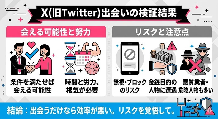X出会いの検証結果をまとめたオリジナル図解
