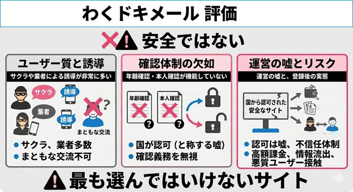 わくドキメールに対する評価をまとめた独自の図解