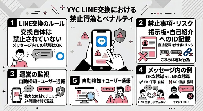 YYCでライン交換における禁止行為とペナルティの詳細