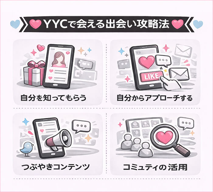 YYCで会える出会い攻略法の結論をまとめたオリジナル図解